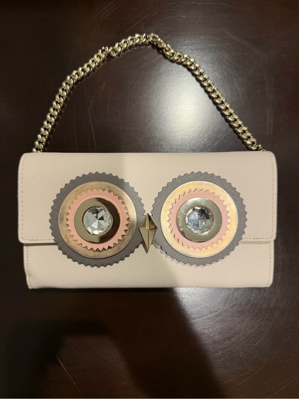 kate spade Cream Embellished Chain-Handle Clutch